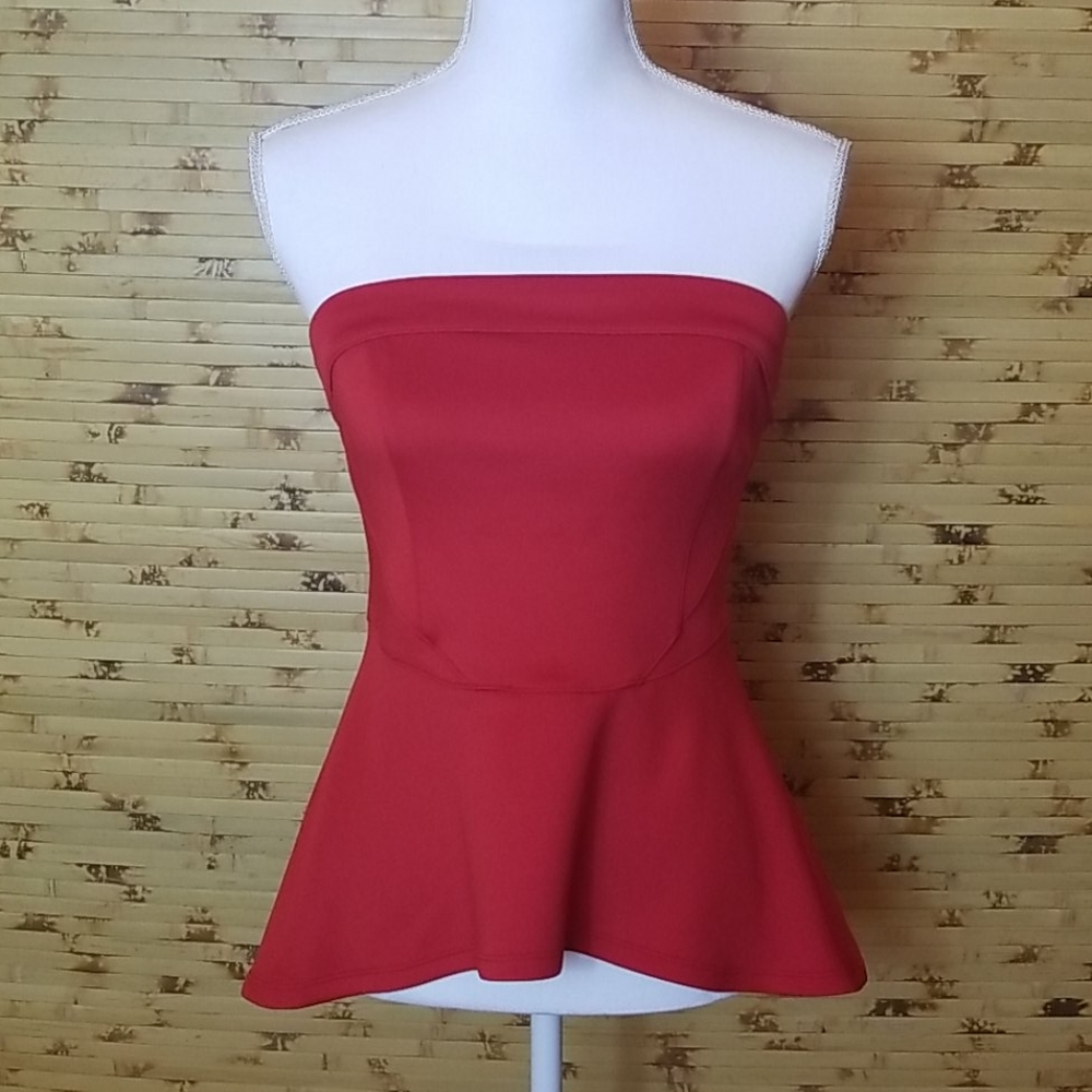 Strapless peplum top